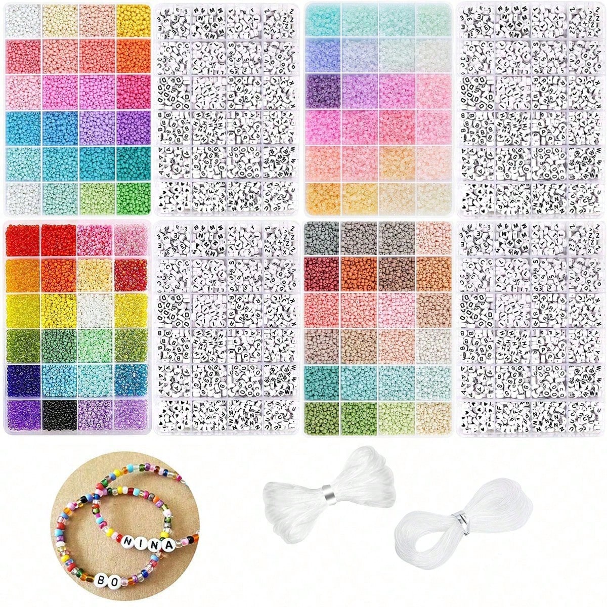 Jewelry Making Kit For Kids - 5760 adet 24 Bölmeli Kutu 3mm