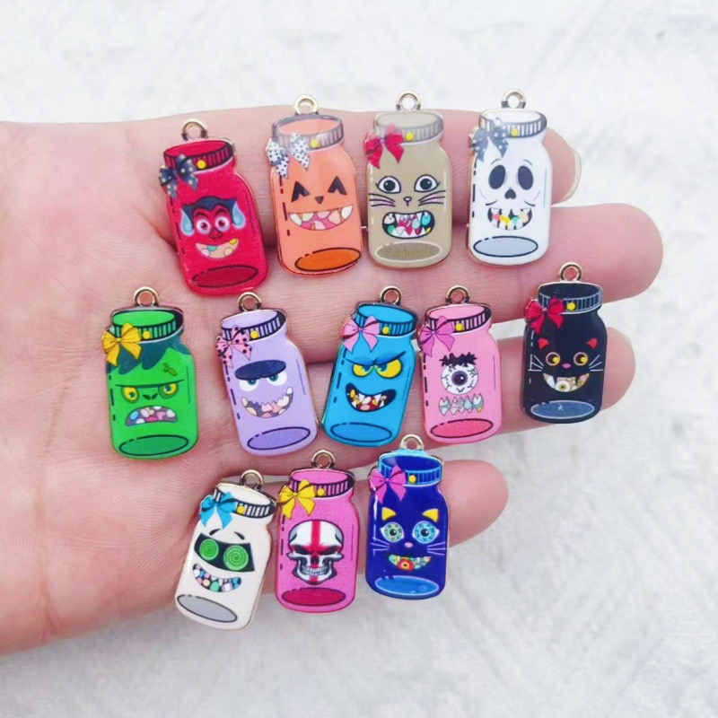 Jewelry Making Pendants - 12 adet alaşımlı baskılı şişe kolye