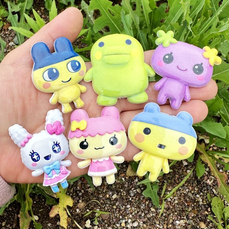 Jewelry Making Necklaces - 45mm Karikatür Tamagotchi çift taraflı baskılı