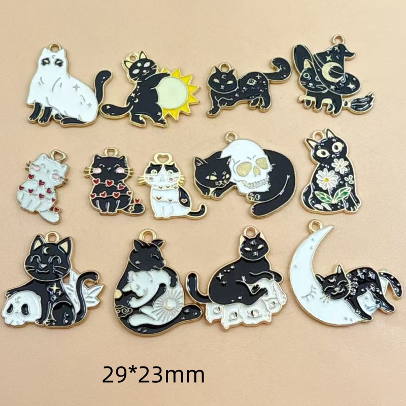 Jewelry Making Pendants - 10 adet Orijinal Alaşım Emaye Siyah