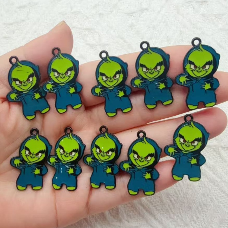 Jewelry Making Pendants - 10 adet alaşımlı yağlı boyalı çizgi