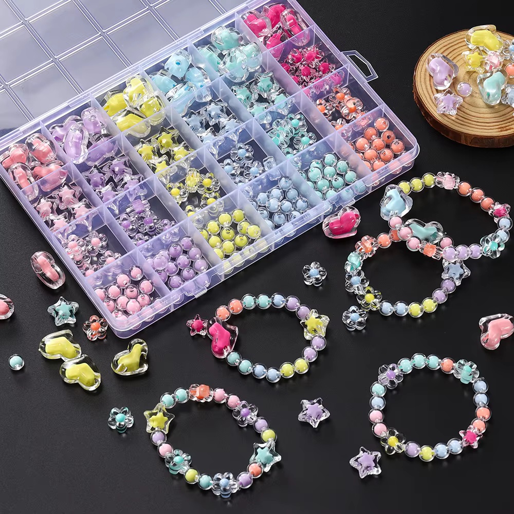 174 adet/kutu kalp akrilik bon - Jewelry Making Kit For Kids incelemesi ve fiyatı