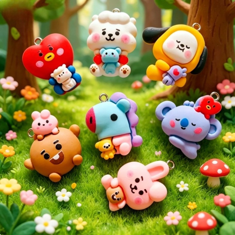 7 adet BT21 Reçine Karikatür F - Jewelry Making Pendants incelemesi ve fiyatı