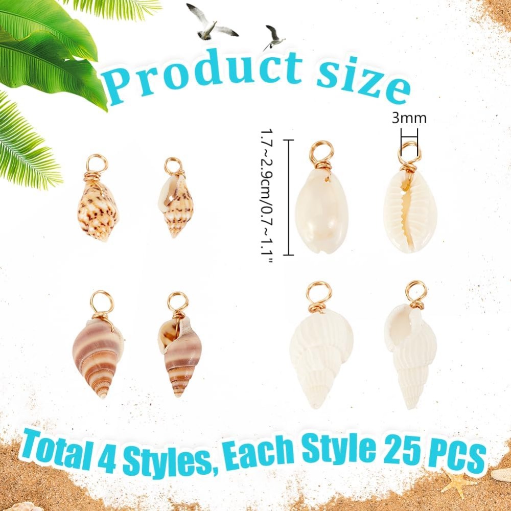 100 adet 4 Stilleri Doğal Kabu - Jewelry Making Kits incelemesi ve fiyatı